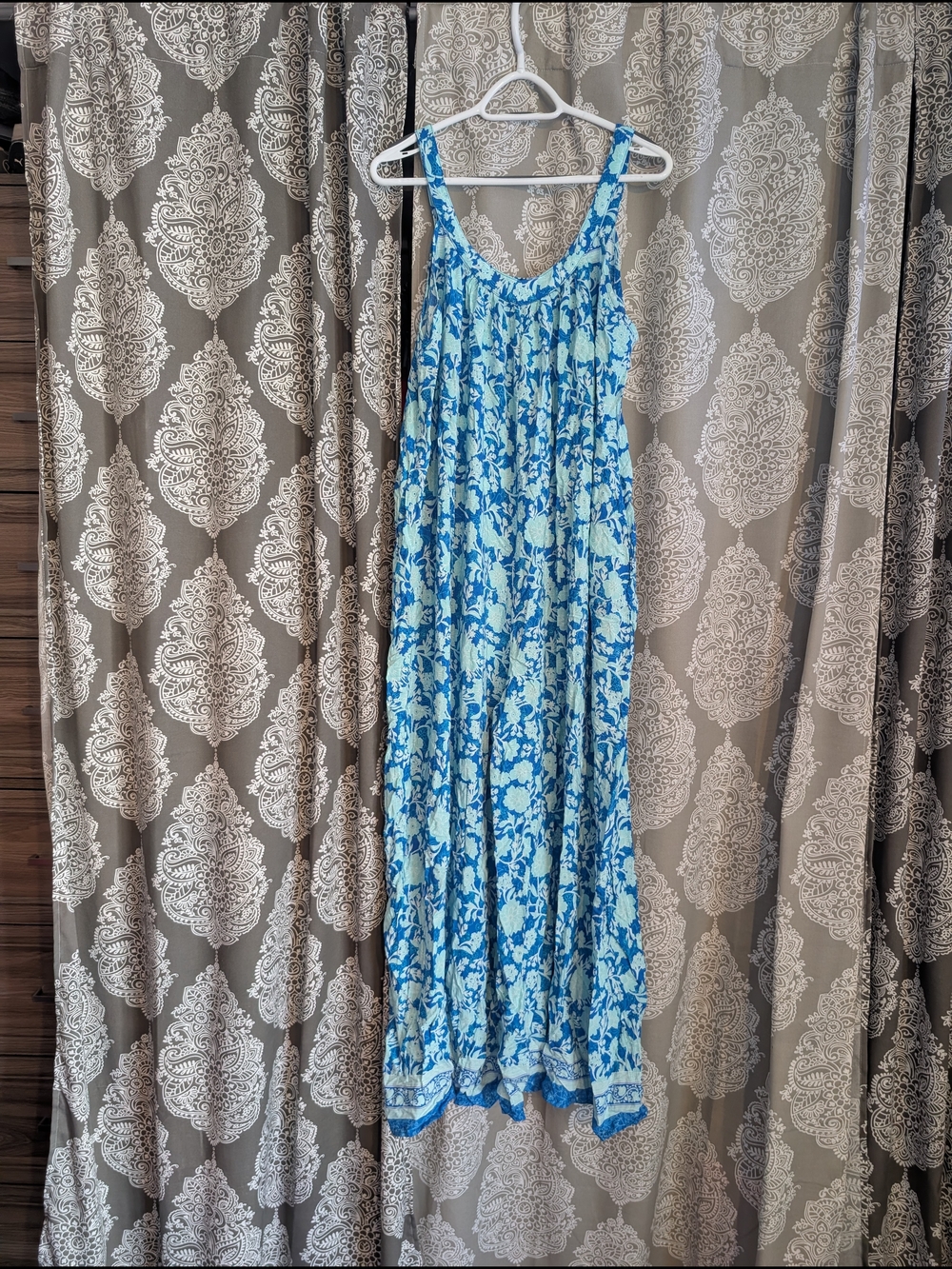 SHEIN Blue & White Floral Wide-Leg Jumpsuit